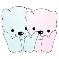 two teddy bears , one blue and one pink , are hugging each other .