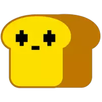 a cartoon illustration of a slice of bread with black squares on it 's eyes