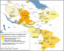 a map showing the states of toggenburg in yellow and orange