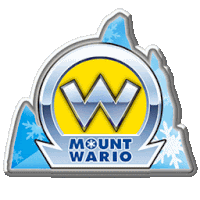 a logo for mount wario with a yellow w and snowflakes