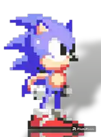 a pixel art of sonic the hedgehog with a white background