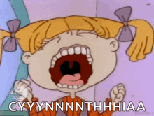 a cartoon of a girl with her mouth open and the words cyyynnnnthhiaa