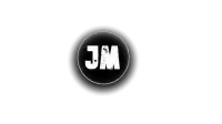 a black and white logo with the word jm in a circle on a white background .