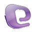 a purple letter e on a white background with a shadow .