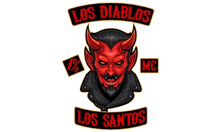 a logo for los diablos los santos with a red devil