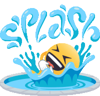 an illustration of a smiley face splashing into a pool