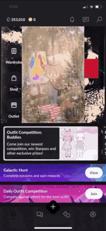 a screenshot of an app that says outfit competition on it