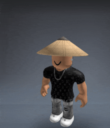 a cartoon character wearing a conical hat