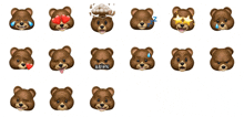 a set of teddy bear faces with different facial expressions including one that says ' 88 % '