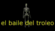 a skeleton is dancing with the words el baile del troleo in the background