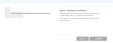 a screenshot of a page that says editar y etiquetar tu contenido on it