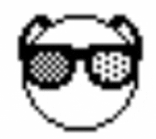 a pixel art panda wearing sunglasses on a white background .