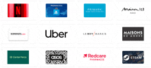 a bunch of logos including uber and primark