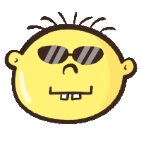 a cartoon drawing of a man wearing sunglasses and a smiley face