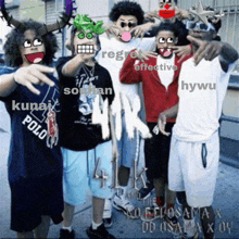 a group of young men are posing for a photo and one of them is wearing a polo t-shirt