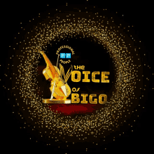 a poster for the voice of bigo with a violin in the middle