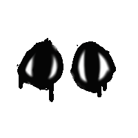 a pair of black circles spray painted on a white surface .