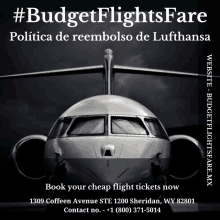 an ad for budget flights fare shows a plane