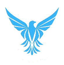 a blue bird with wings is flying in the air .