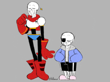 a drawing of papyrus and sans with the username @lolimv on the bottom