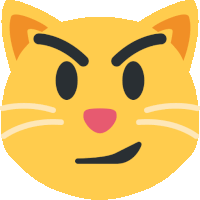 a yellow cat face with an angry expression on it