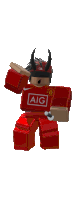 a cartoon character is wearing a red shirt that says aig