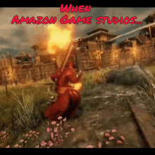 a screenshot of a video game with the words " when amazon game studios " at the top