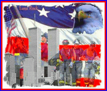 a collage of firefighters in front of a flag that says luna rock on it