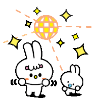 two rabbits are dancing in front of a disco ball .