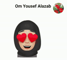 a cartoon of a woman with heart shaped eyes is titled om yousef alazab