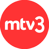 a red circle with the words mtv3 in white letters