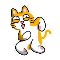 a cartoon drawing of a cat with a surprised look on his face