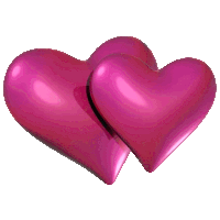 two pink hearts on a white background