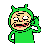 a cartoon character in a green outfit is giving an ok sign