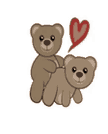 two teddy bears are sitting next to each other with a heart .