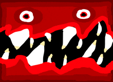 a cartoon drawing of a monster 's mouth with teeth