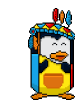 a pixel art of a penguin wearing a hat