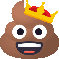 a cartoon drawing of a poop wearing a gold crown