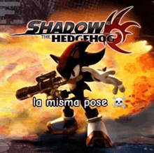 shadow the hedgehog is holding a gun in a video game