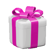 a white gift box with a pink ribbon around it