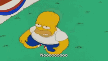 a cartoon of homer simpson with his mouth open and the word no on the bottom right