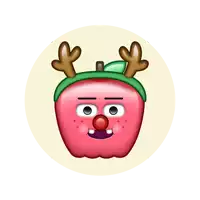 a cartoon illustration of an apple with antlers on it