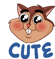 an illustration of a squirrel with the word cute underneath it