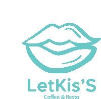 a logo for letki 's coffee & resto with a blue lip