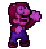 a pixel art of mario wearing a red hood