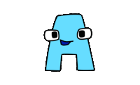 a cartoon drawing of the letter a with eyes and a smile on its face .