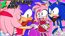 a cartoon of sonic the hedgehog and amy rose kissing each other .