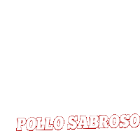 a white background with the words pollo sabroso written in red