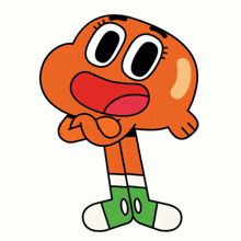 a cartoon character from the amazing world of gumball with his mouth open