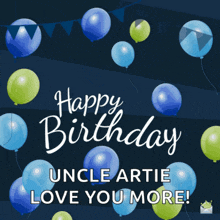 a birthday card for uncle artie with balloons